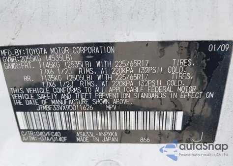 2009 Toyota Rav4 из США, поврежденный, VIN JTMBF33VX9D011626